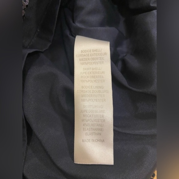 Aidan Maddox Chiffon Blouson Mini Dress Sequin Skirt Navy Blue Women’s 6 Party - Picture 7 of 11